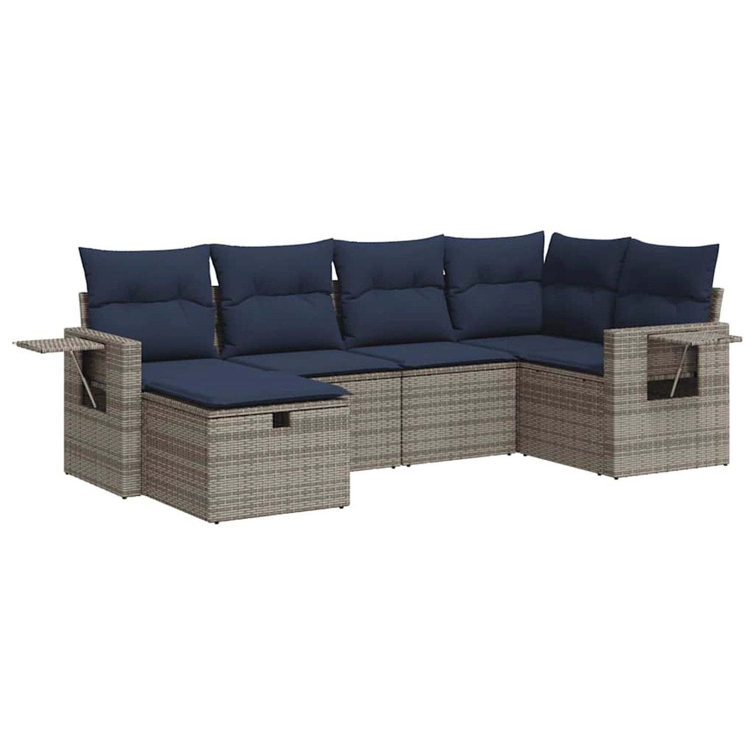 vidaXL 6-Tlg Garten-Sofagarnitur mit Kissen Grau Poly Rattan 3325487 günstig online kaufen