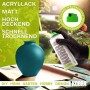 Kobra LP Buntlack Spray Lagunenblau Matt, 400ml Dose. Anwendung auf Vase im Garten.