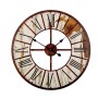 Braune Wall-Art Wanduhr im Shabby Stil, Ø 50 cm, mit weißer Rostoptik und römischen Ziffern.