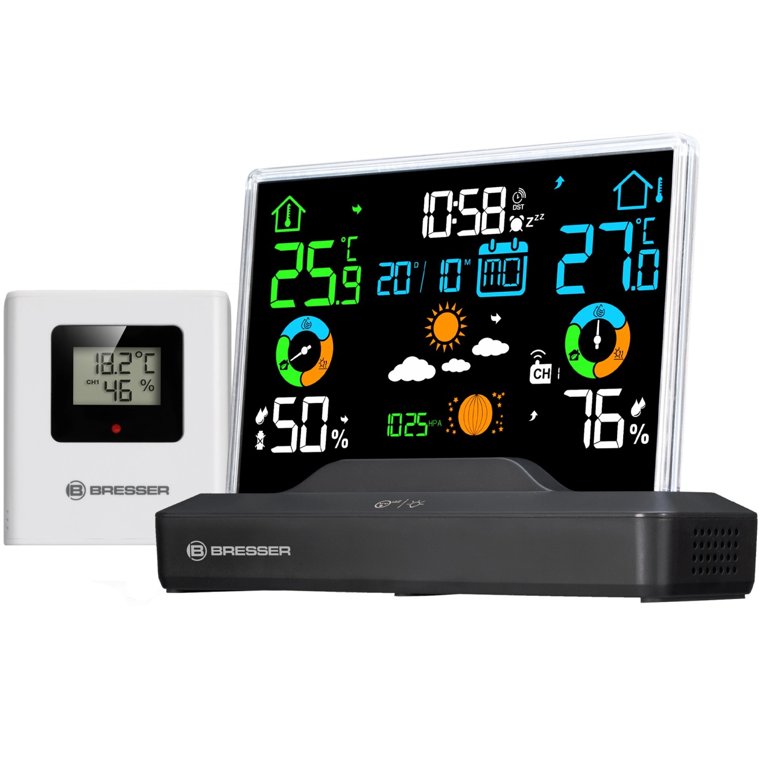 Bresser Funk-Wetterstation mit Rahmenlosem Display Schwarz günstig online kaufen