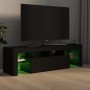 Schwarzer VidaXL TV-Schrank mit LED-Beleuchtung, 140 cm breit, Teil der Wohnwand.