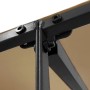 Detailaufnahme: Stahlrahmen und Stoff der taupefarbenen vidaXL Markise, 4x3 m.