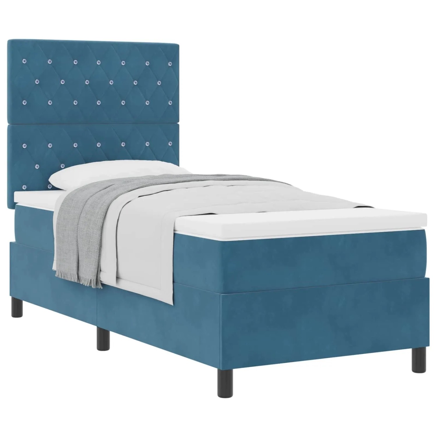 vidaXL Boxspringbett mit Matratze Dunkelblau 100 x 200 cm Stoff 3339750
