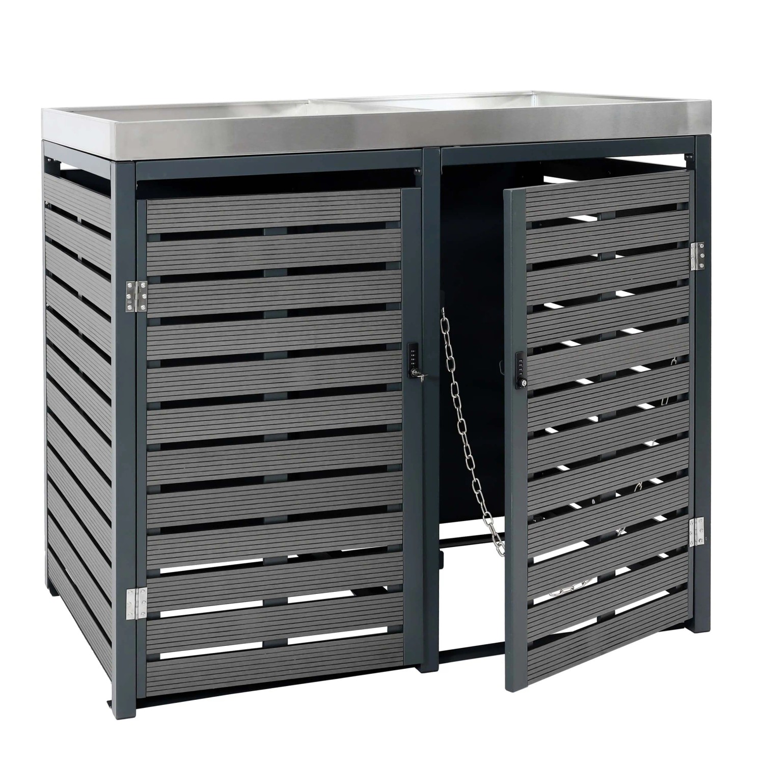 MCW 2er Mülltonnenverkleidung K14 Anthrazit 124x134x84cm