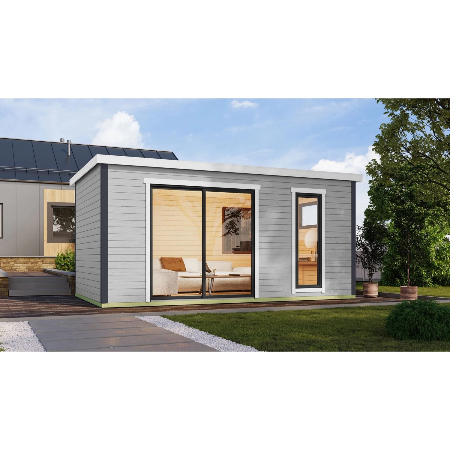 Lasita Gartenhaus Austin 7 Lichtgrau 505,6 cm x 295,6 cm