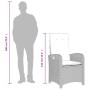 vidaXL Garten-Essgruppe, 4-teilig, schwarz, Poly Rattan, mit Maßangaben zur Höhe von Stuhl und Person.