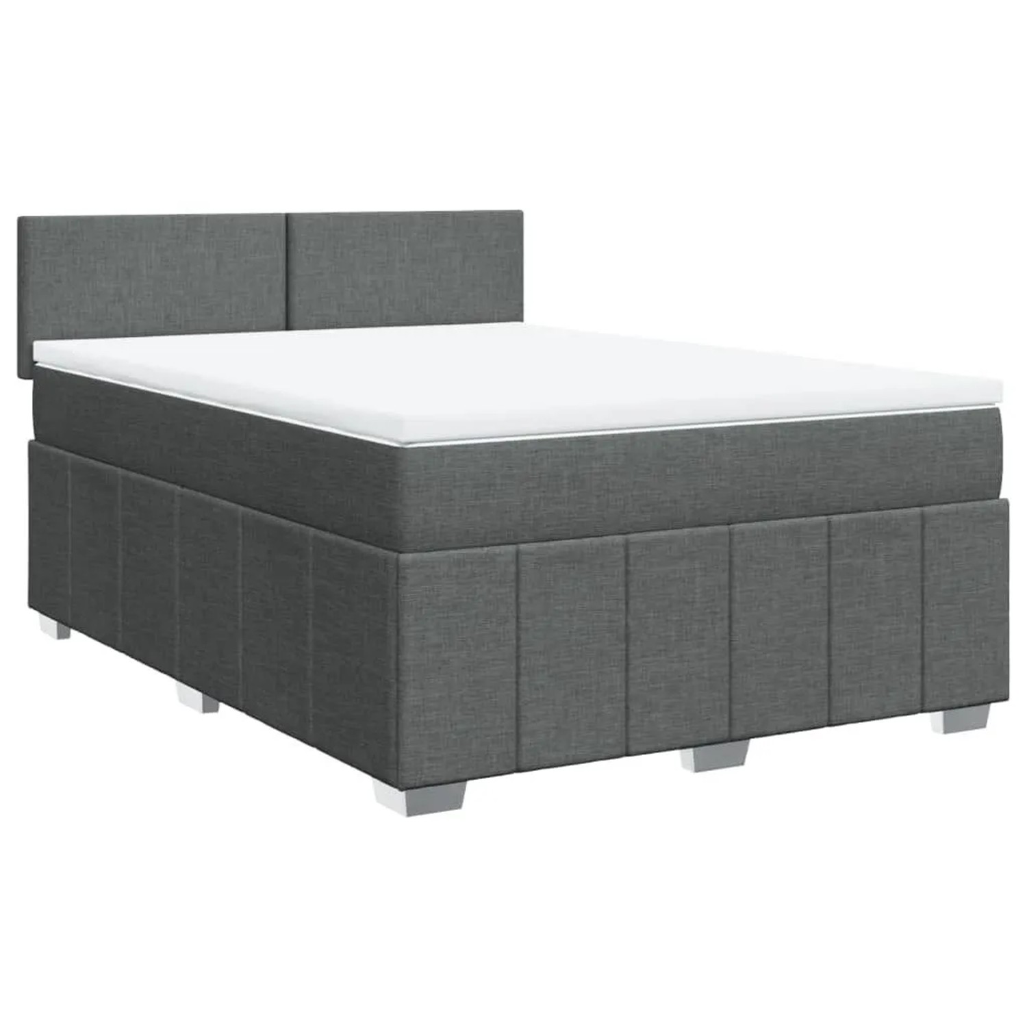 vidaXL Boxspringbett mit Matratze Dunkelgrau 140x200 cm Stoff 3287085