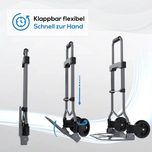 Tronitechnik Sackkarre, klappbar, bis 60kg. Handwagen aus Metall in verschiedenen Aufbaustufen.