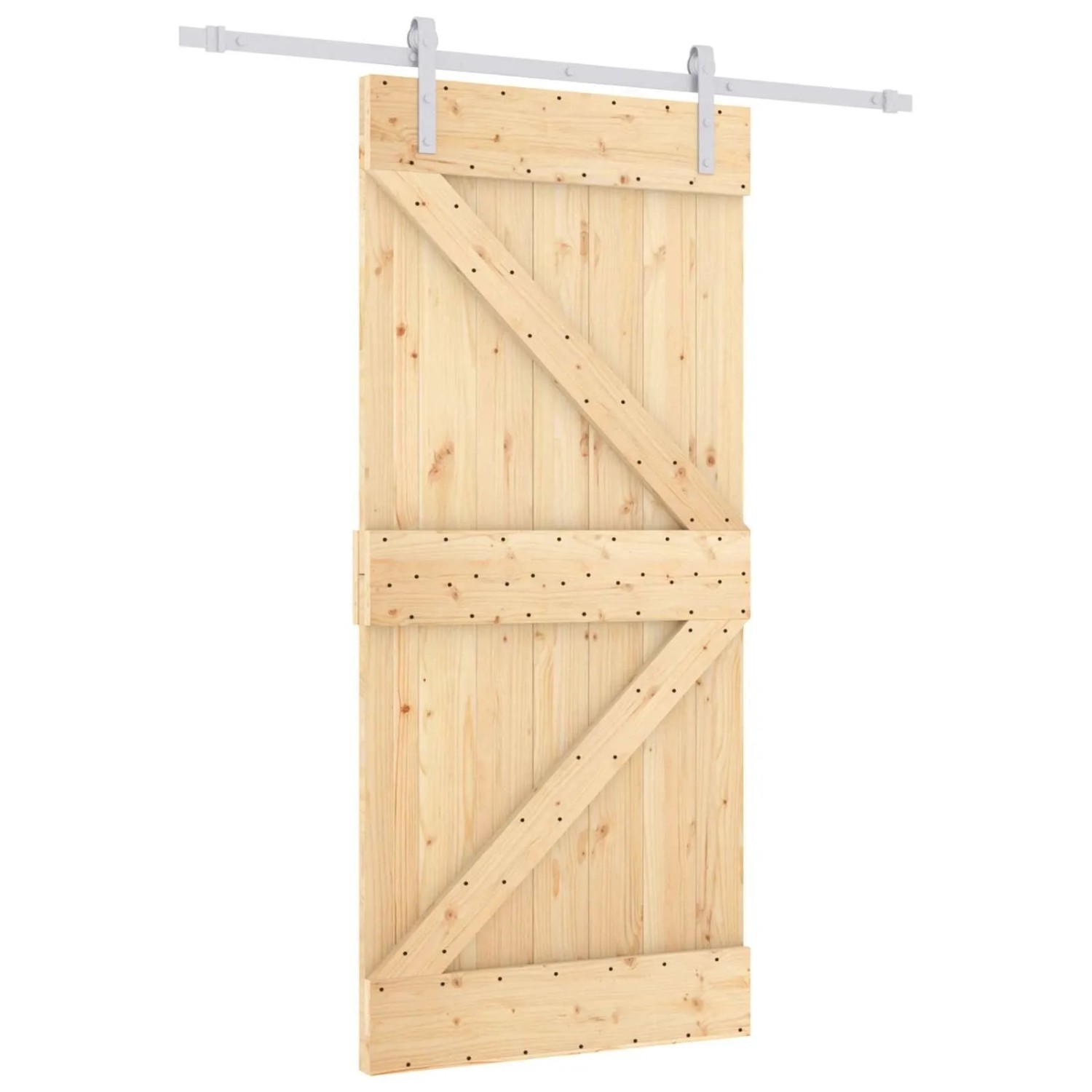 vidaXL Schiebetür Natur und Weiß 90 x 210 cm Massives Kiefernholz 3444932