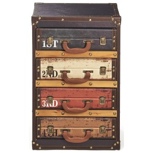 Kobolo Kofferregal Regal Kommode RETRO Bunt 4 Fächer 40x30x63 cm