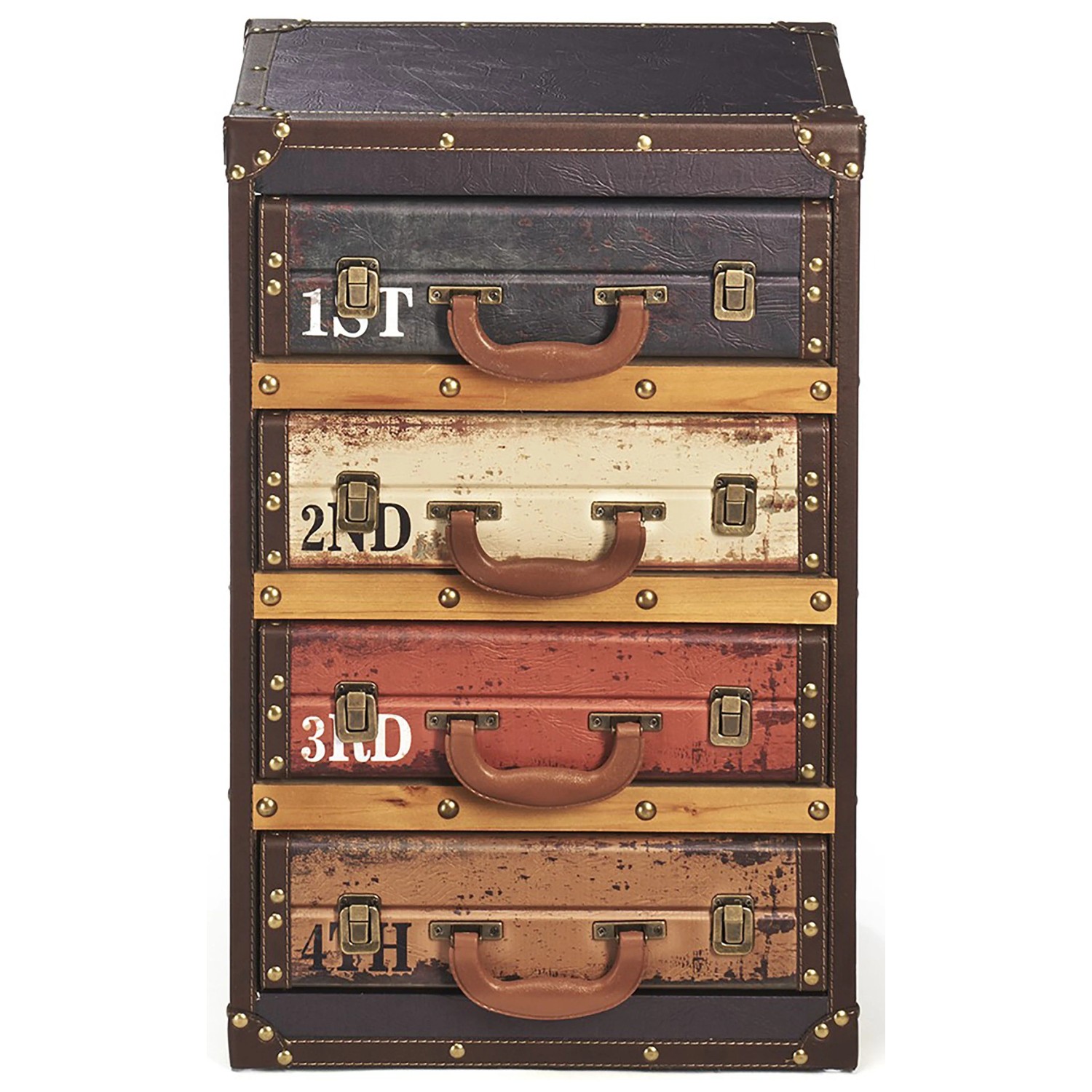 Kobolo Kofferregal Regal Kommode RETRO Bunt 4 Fächer 40x30x63 cm günstig online kaufen