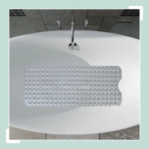 Relaxdays Badewannenmatte XXL PVC Grau Rutschfest 97 cm x 39 cm x 0,7 cm 0,8 kg