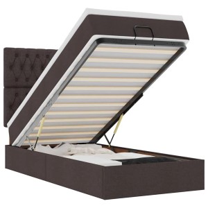 vidaXL Ottomane Bett mit Matratze & LEDs Dunkelbraun 90x200 cm Stoff 3314061