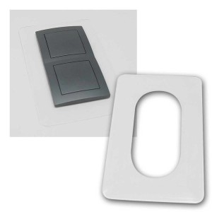 Transparenter 2-fach Tapetenschoner für Schalterprogramme, schützt Wände vor Verschmutzung.