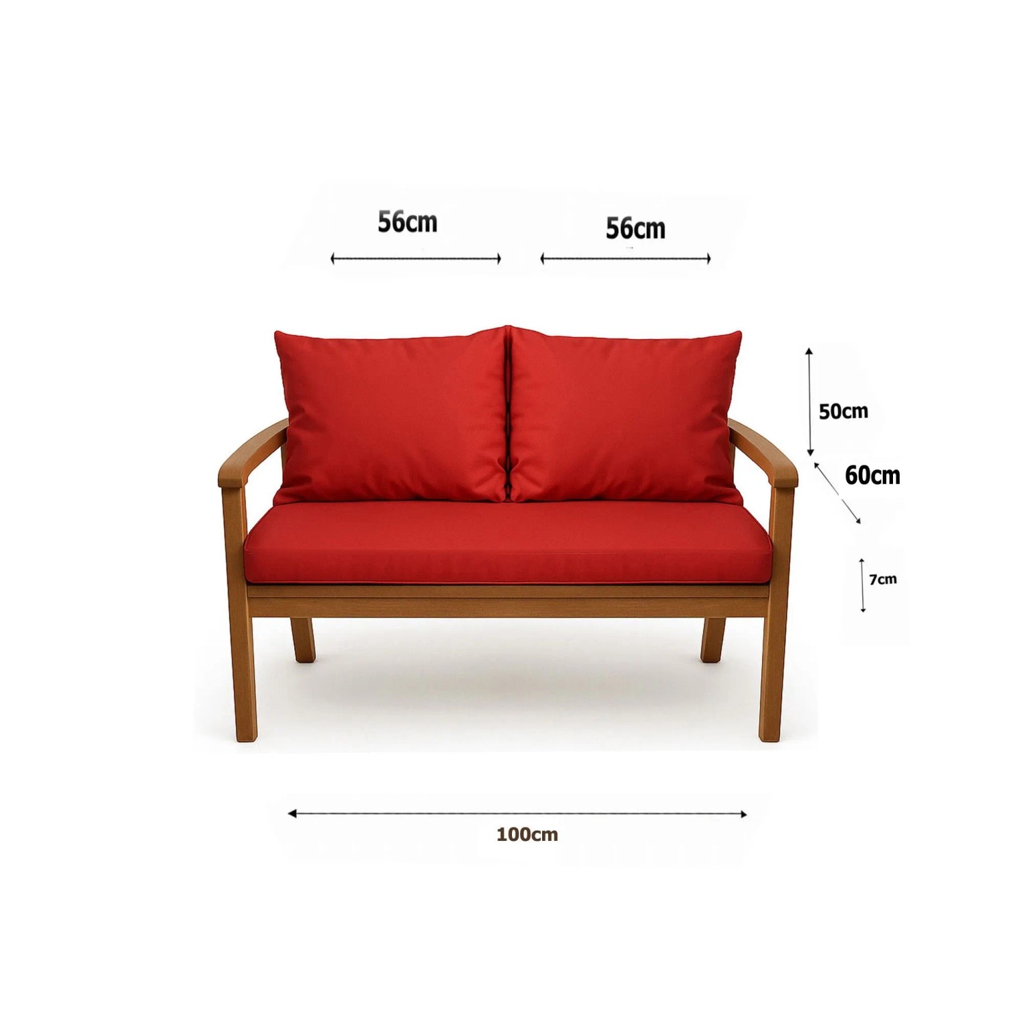 Rotes Setgarden Bankkissen-Set für 2-Sitzer Gartenbank, bestehend aus Sitz- und Rückenkissen.