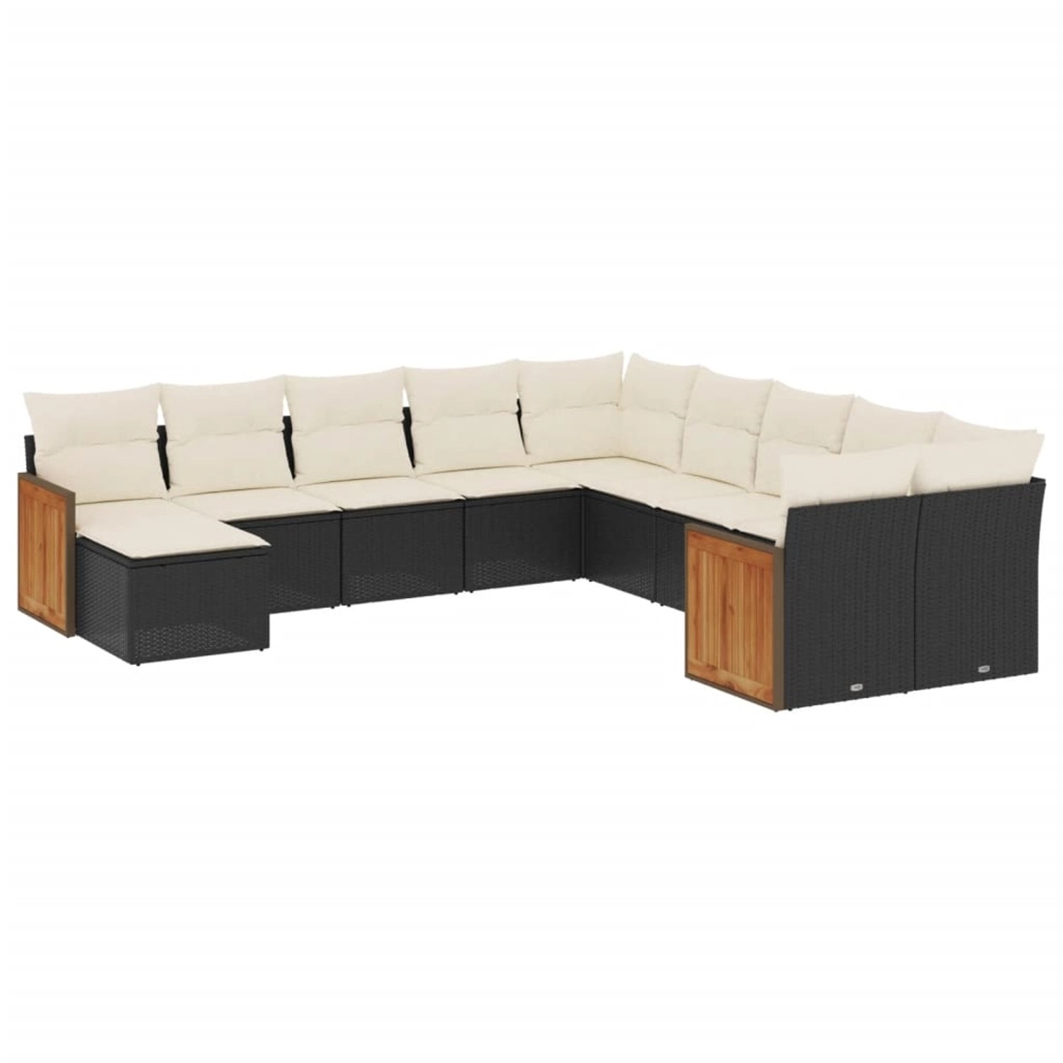vidaXL 11-Tlg Garten-Sofagarnitur mit Kissen Schwarz Poly Rattan 3228247 günstig online kaufen