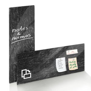 KARAT Glas Memoboard Stone Design 20x60cm mit Notizen und Magneten.