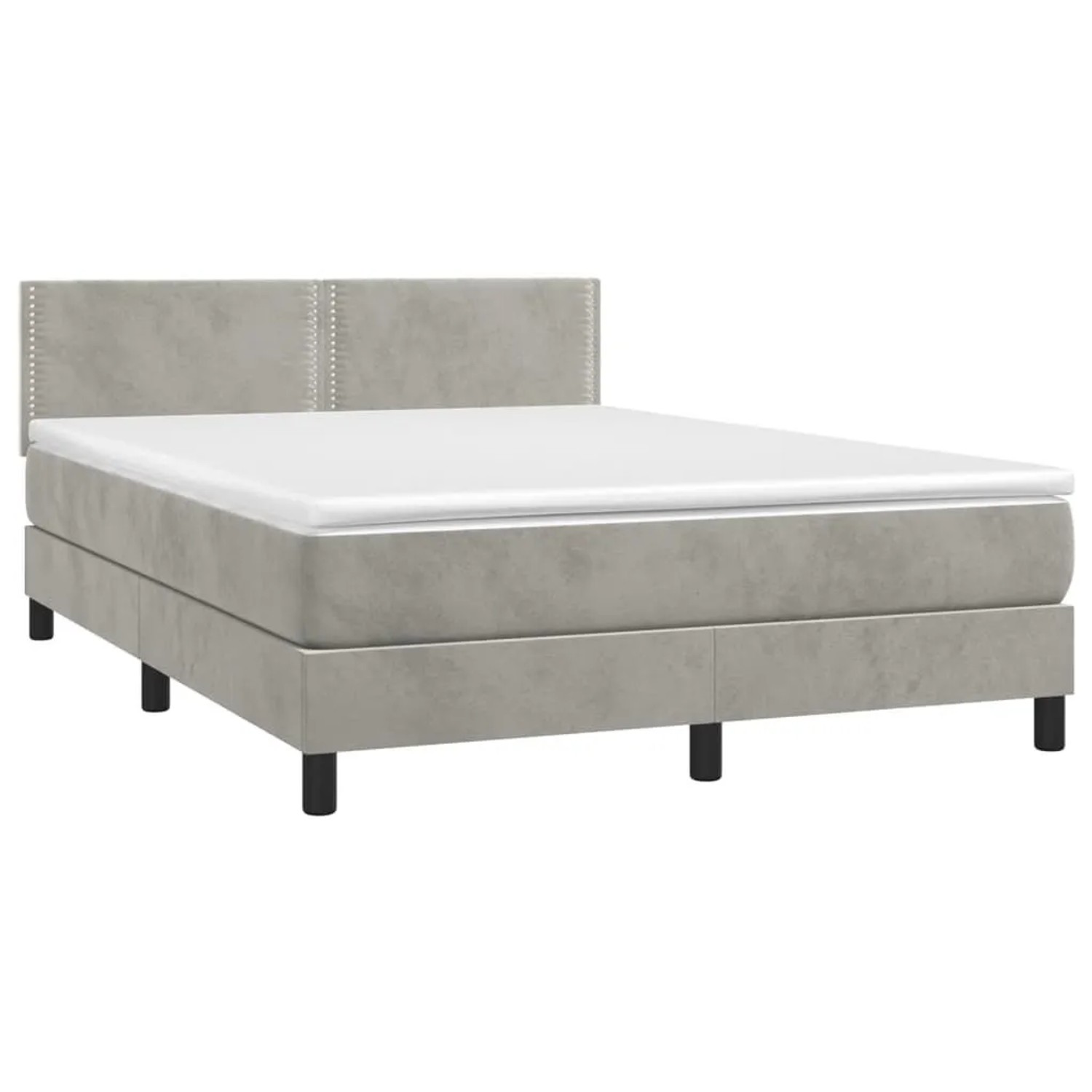 vidaXL Boxspringbett mit Matratze & LED Hellgrau 140x190 cm Samt 3134339 günstig online kaufen