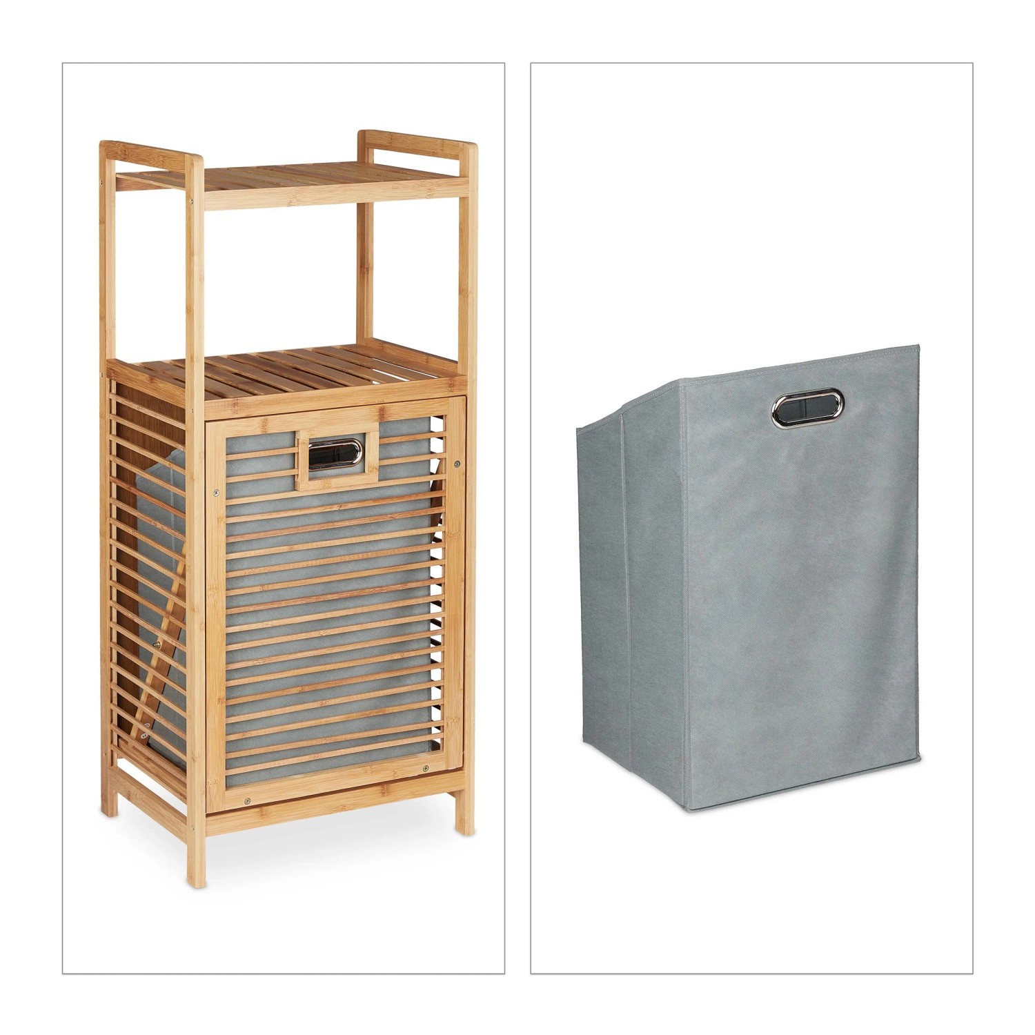 Relaxdays Badregal Bambus Natur mit Wäschesammler 95 cm x 40 cm x 30 cm 4,5 kg