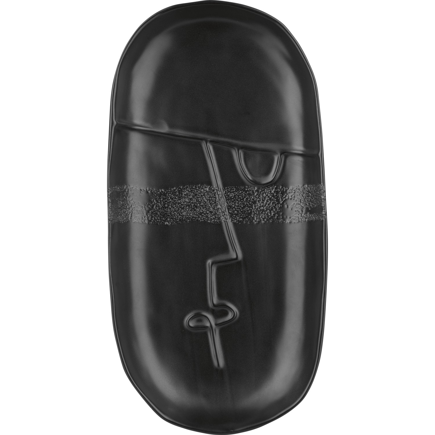 Schwarze Dekoschale Ancient Secret mit abstraktem Gesicht, Deko für Tisch und Regal.