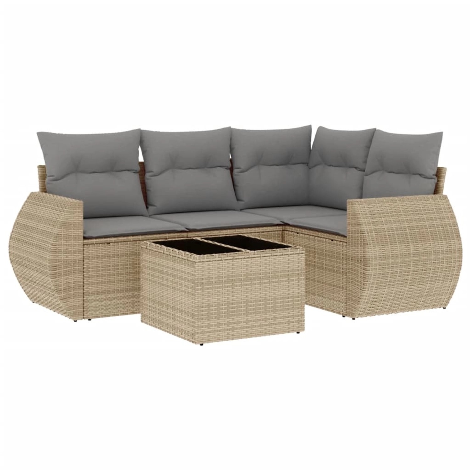 vidaXL 5-Tlg Garten-Sofagarnitur mit Kissen Beige Poly Rattan 3221318 günstig online kaufen