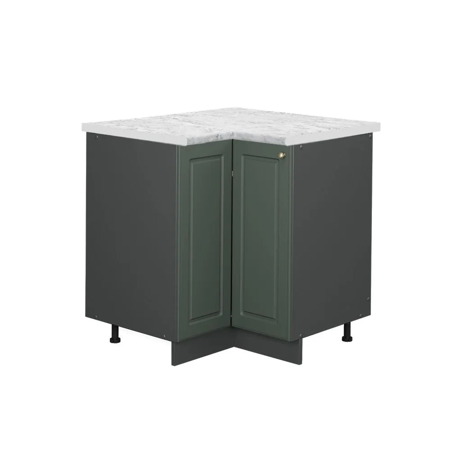 Vicco Eckunterschrank Fame-Line Grün-Gold Landhaus Anthrazit 81 cm AP Marmor