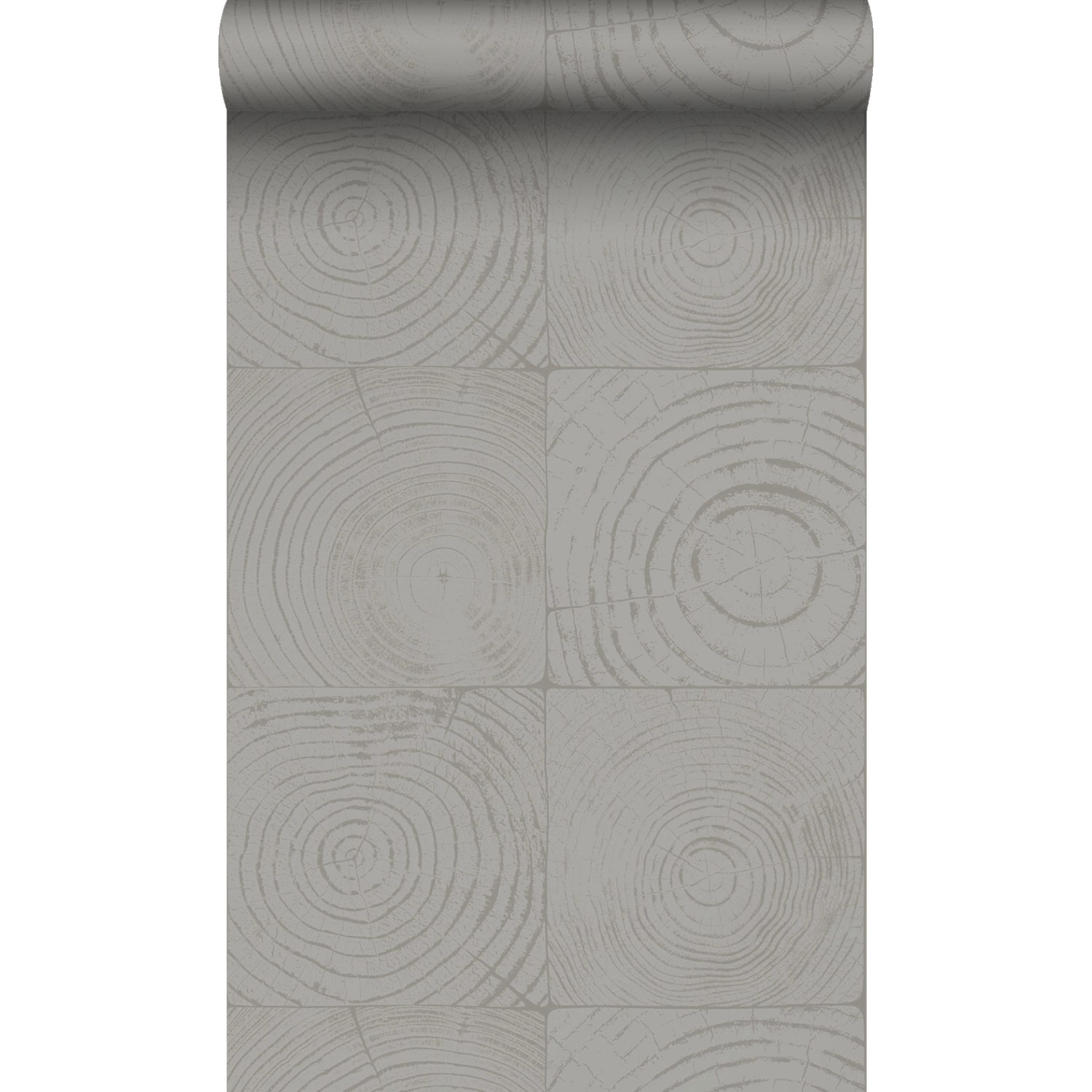 Origin Wallcoverings Tapete Querschnitte von Baumstämmen Dunkelgrau 53 cm x günstig online kaufen