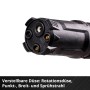 Einhell Akku-Druckreinigerpistole: schwarze Multifunktionsdüse mit 4-fach Sprühstrahl für vielseitige Reinigung.