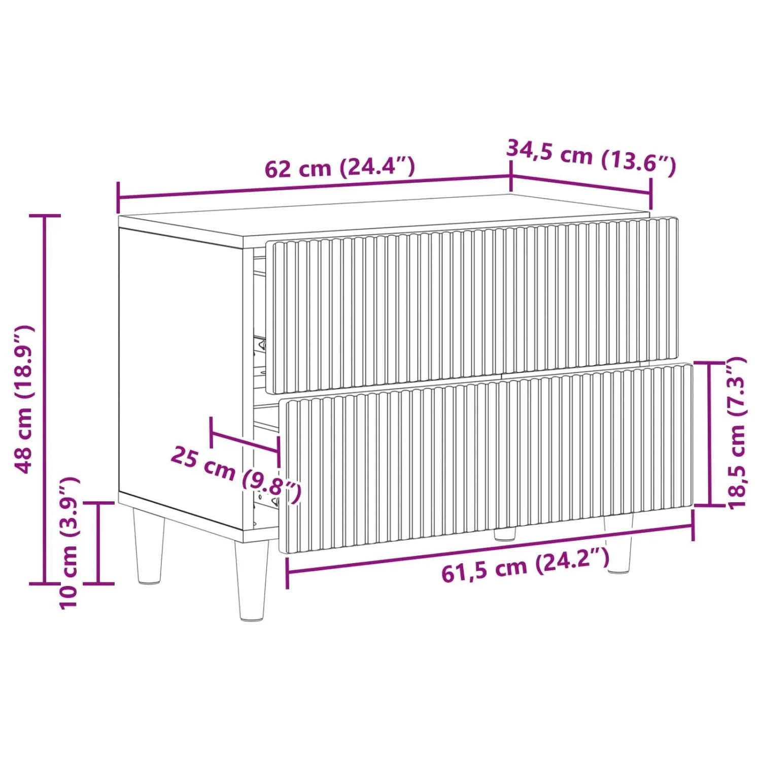 vidaXL Nachttisch Artisan-Eiche 62 x 34,5 x 48 cm Holzwerkstoff 894554_9