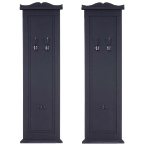 BERLINLODGE Garderobe 2er-Set 109x28x5,5cm Wandhaken Holz Dunkelgrau Lackiert