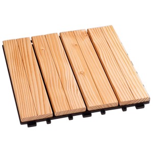 Klickfliese aus Douglasie, 30x30 cm, 4er-Set. Holzfliesen für Terrasse mit Klicksystem.