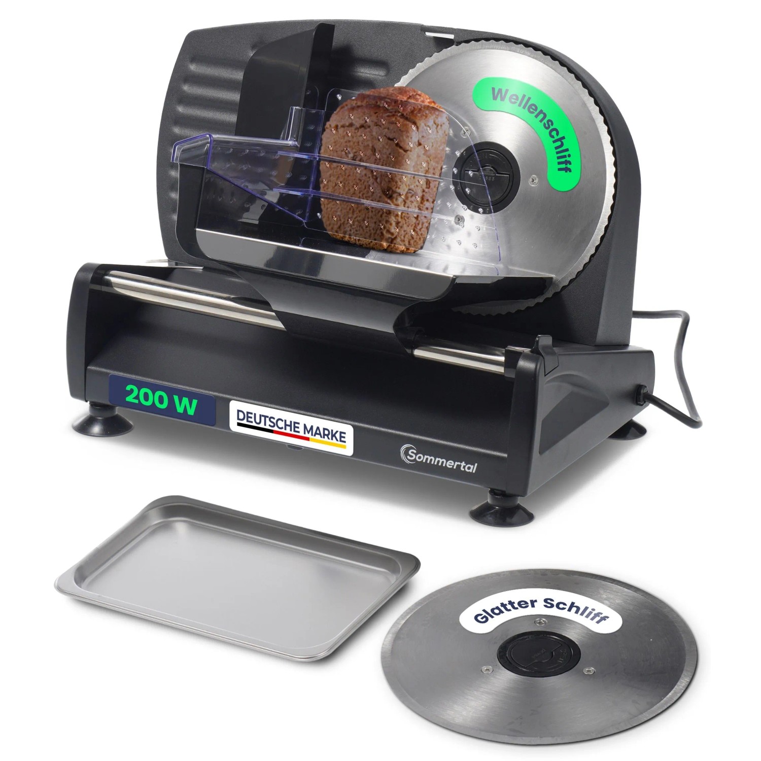 Image of Sommertal AS190 Dual 200W 1x Wellenschnittmesser 1x Glatte Klinge 1x Edelstahltablet