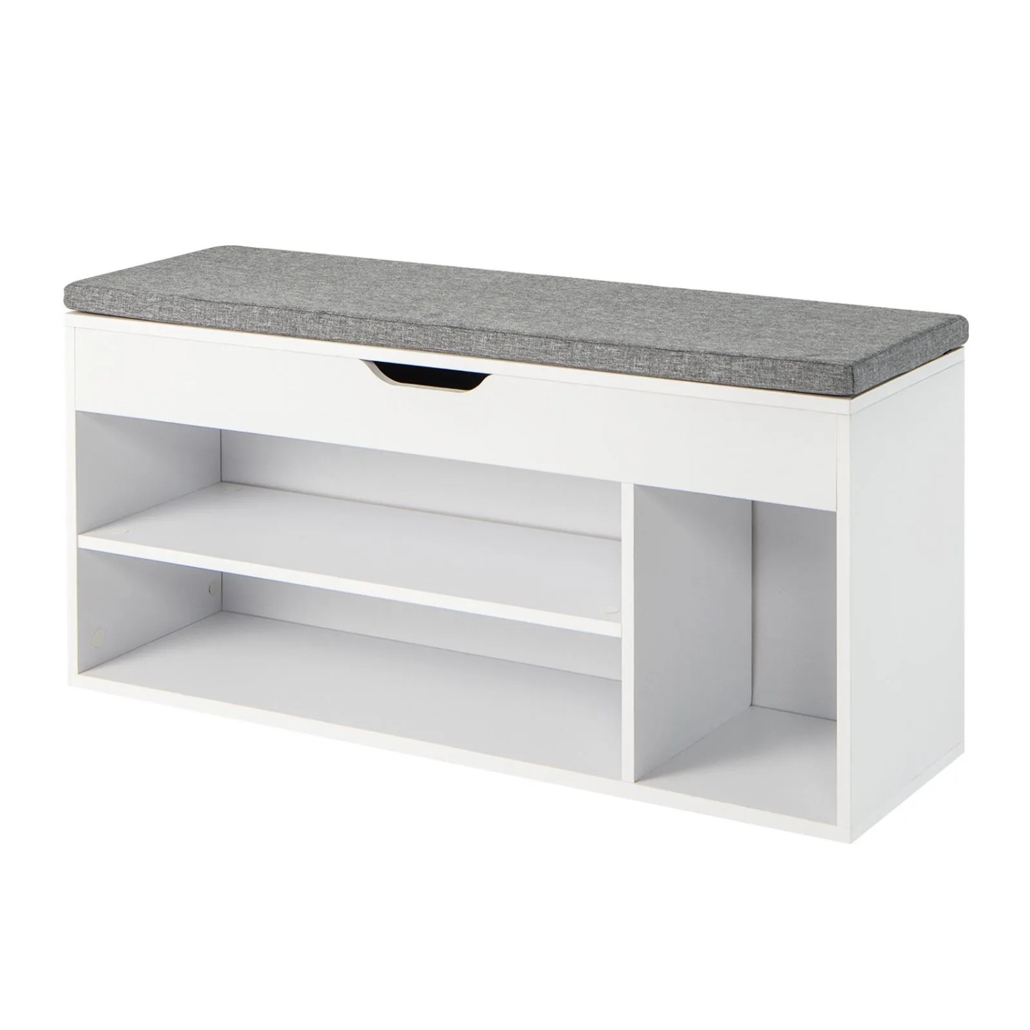 Costway Schuhbank mit Sitzfläche und Stauraum Sitzkissen Grau