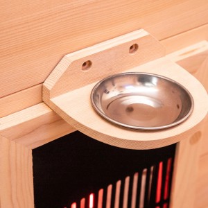 Detailaufnahme Dewello Infrarotkabine Melville mit Aromatherapie-Schale und Vollspektrumstrahler.