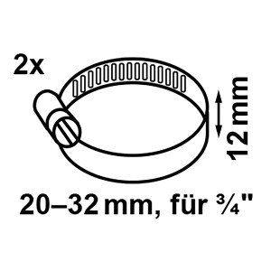 Kirchhoff Schlauchklemmen Set, Edelstahl, 20-32mm, 2 Stück, für sichere Schlauchverbindungen.