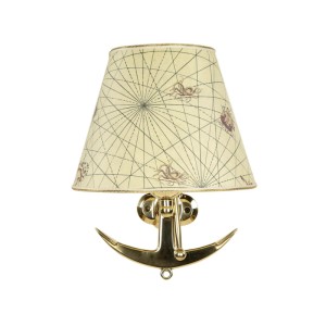 Licht-Erlebnisse Wandleuchte Maritim Messing Papier 33 cm E27