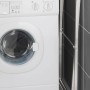Wenko Handtuchständer Lava aus Edelstahl, zusammengeklappt neben Waschmaschine.