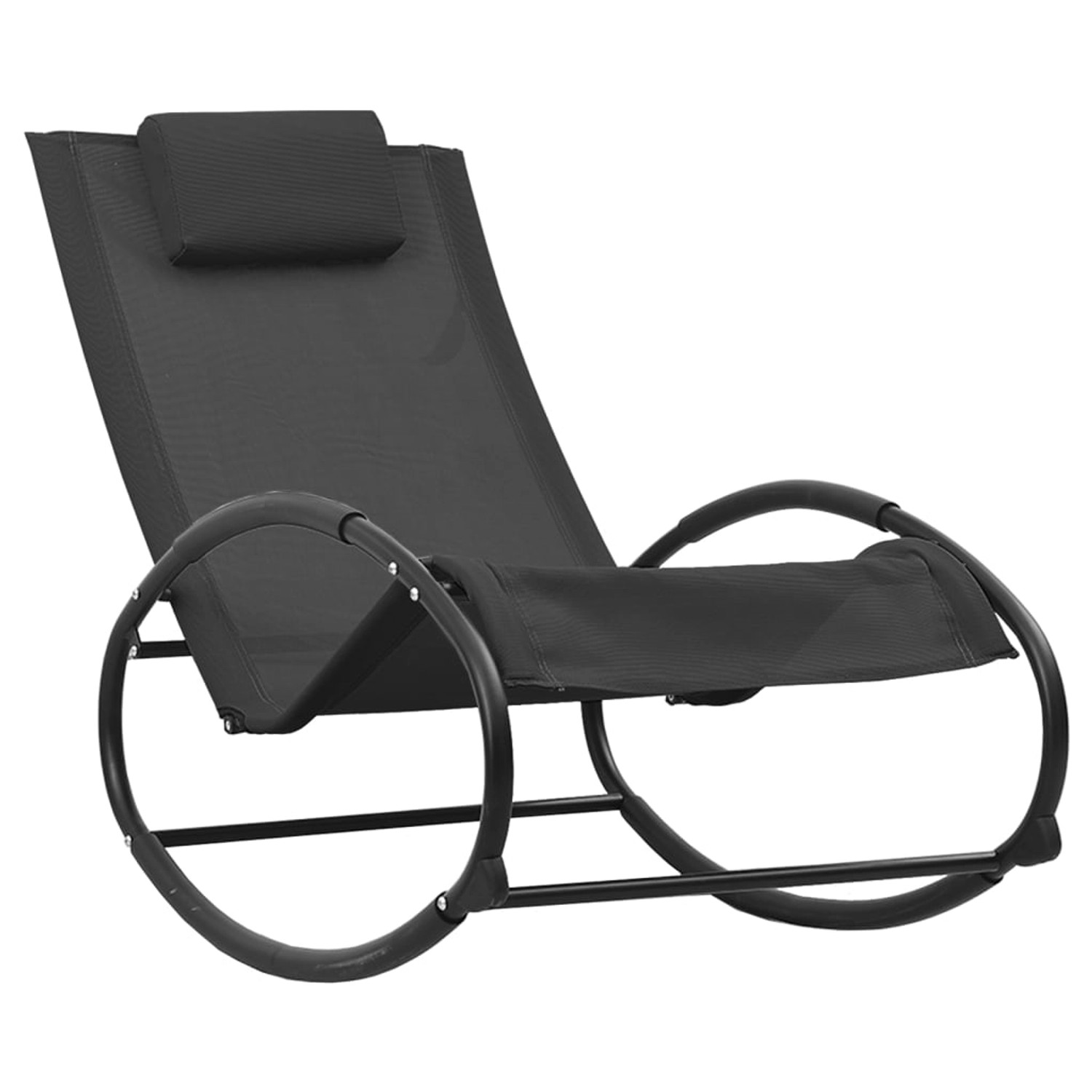 furnicato Sonnenliege mit Kissen Stahl und Textilene Schwarz günstig online kaufen