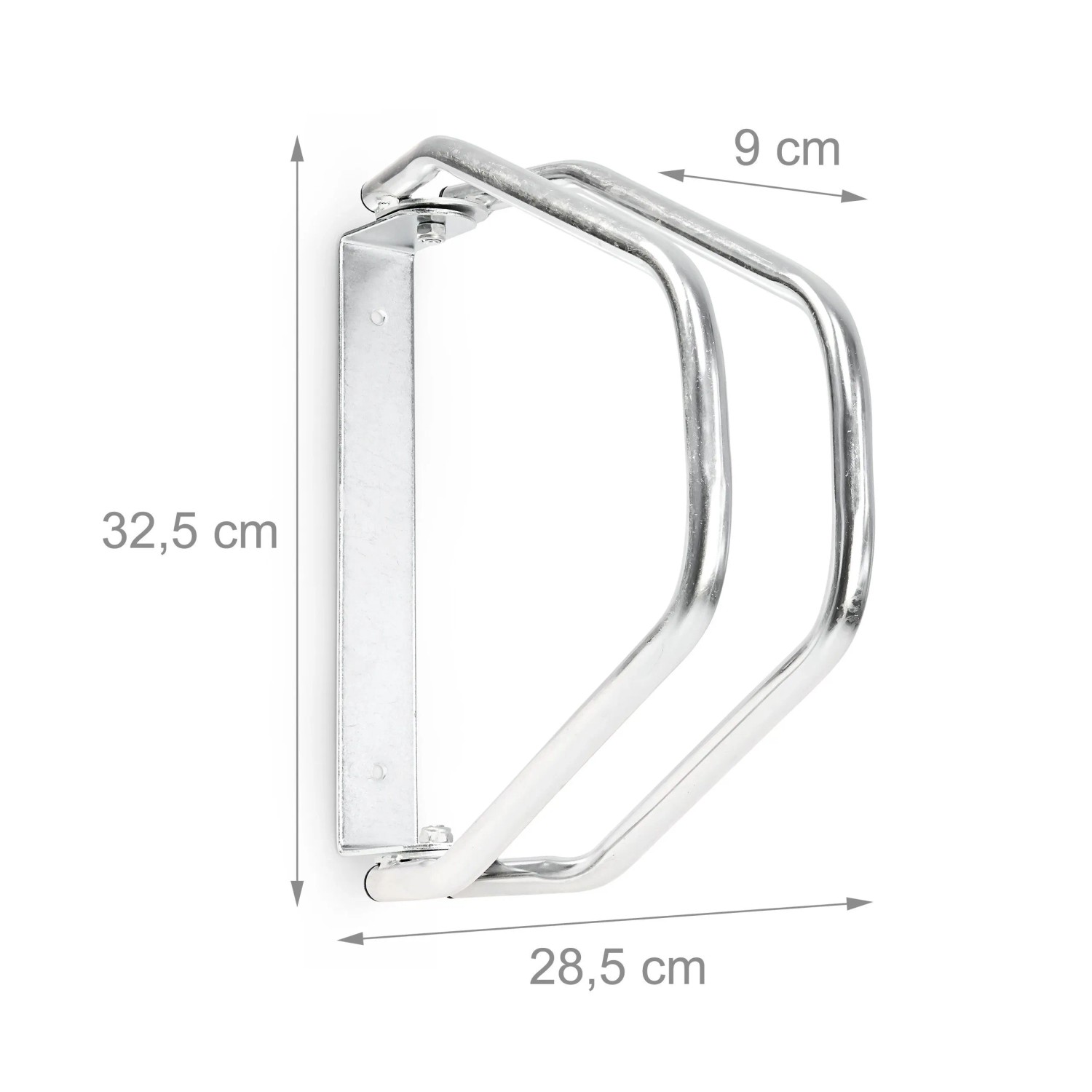 Relaxdays Fahrradwandhalterung aus Metall, schwenkbar, mit Maßen 32,5x9x28,5 cm für platzsparende Wandmontage.
