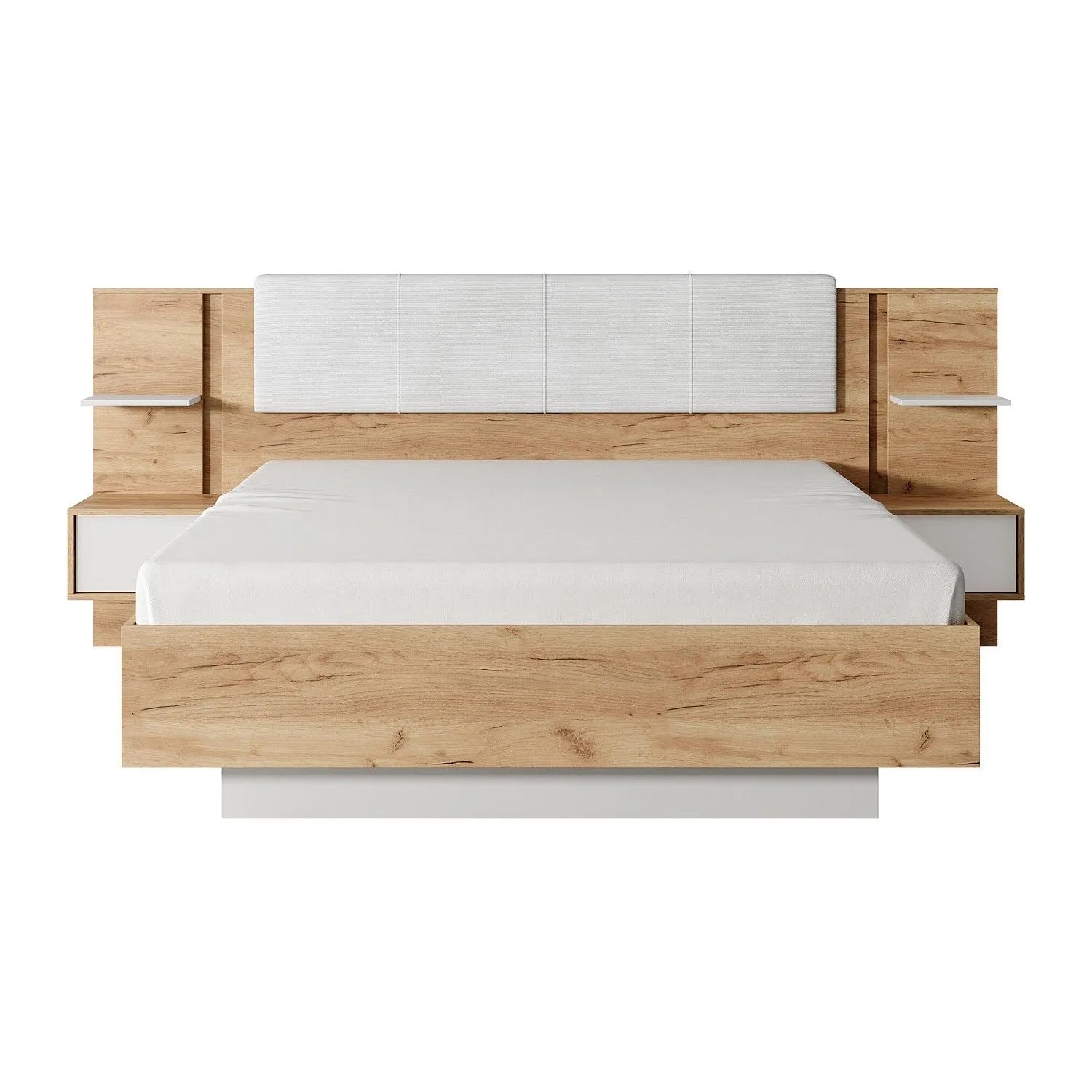 Vente-unique Bettrahmen Elynia Naturfarben Hell  Weiß 256.4 cm