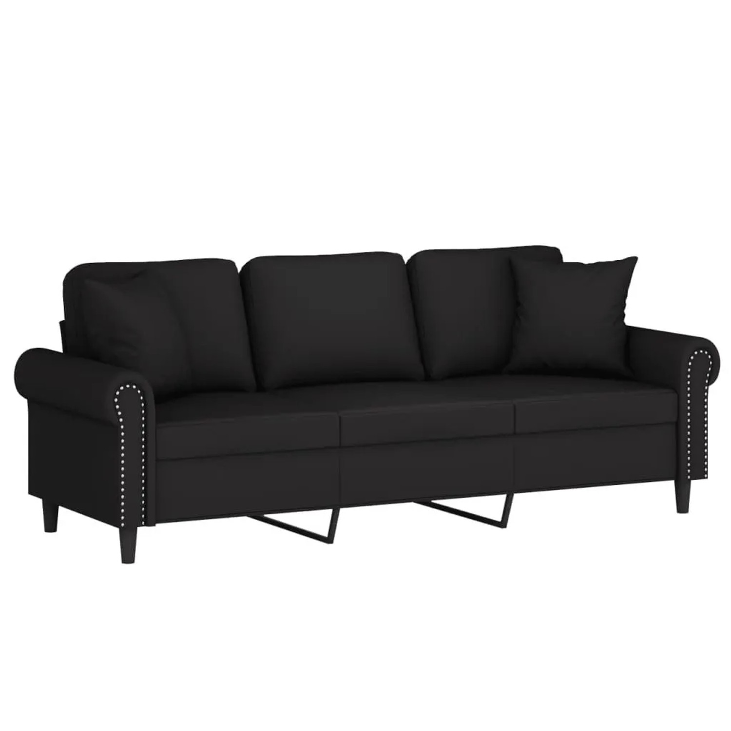 vidaXL 3-Sitzer-Sofa mit Zierkissen Schwarz 180 cm Samt 3200960 günstig online kaufen