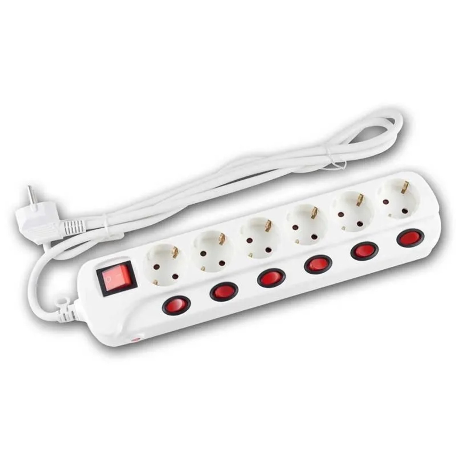 world-trading-net Tischsteckdose mit Einzelschaltung 6-fach Weiß