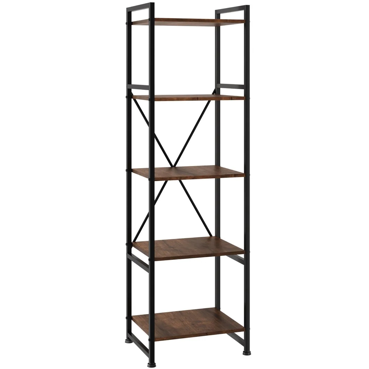 Tectake Regal Manchester Industrial Style Holz und Stahl  47 50 x 34 50 x 151 50 cm Industrial Holz Dunkel  Rustikal