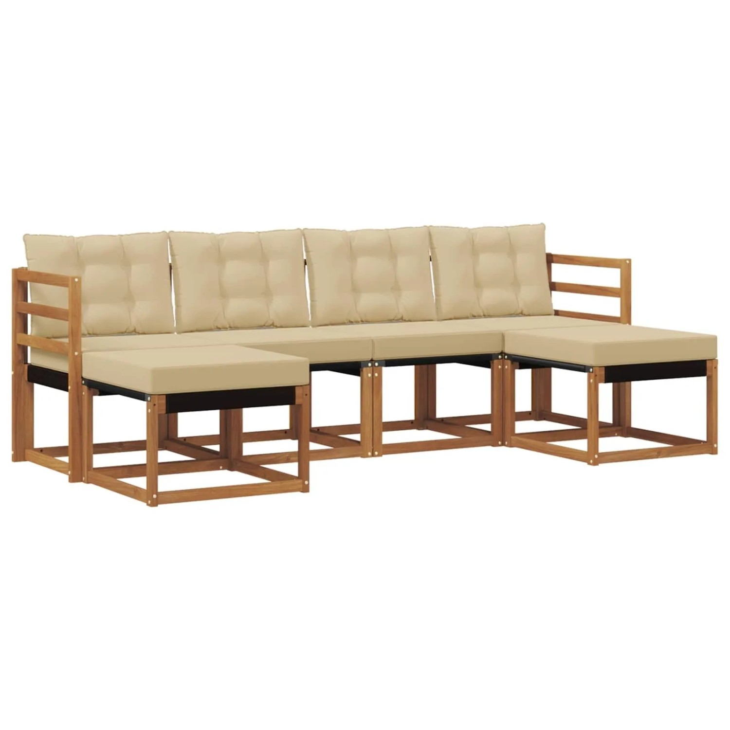 vidaXL Outdoor-Sofagarnitur mit Kissen 6-Tlg Natur und Beige 3368920