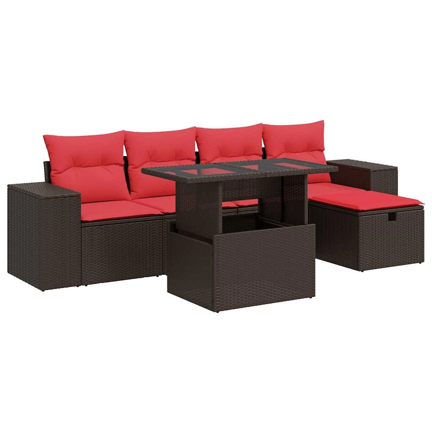 vidaXL 6-Tlg Garten-Sofagarnitur mit Kissen Braun Poly Rattan 3327934 günstig online kaufen