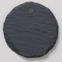 Dunkelgraues, rundes Boltze Dekoschild aus Schiefer, Ø 7 cm, für die Gartendekoration.