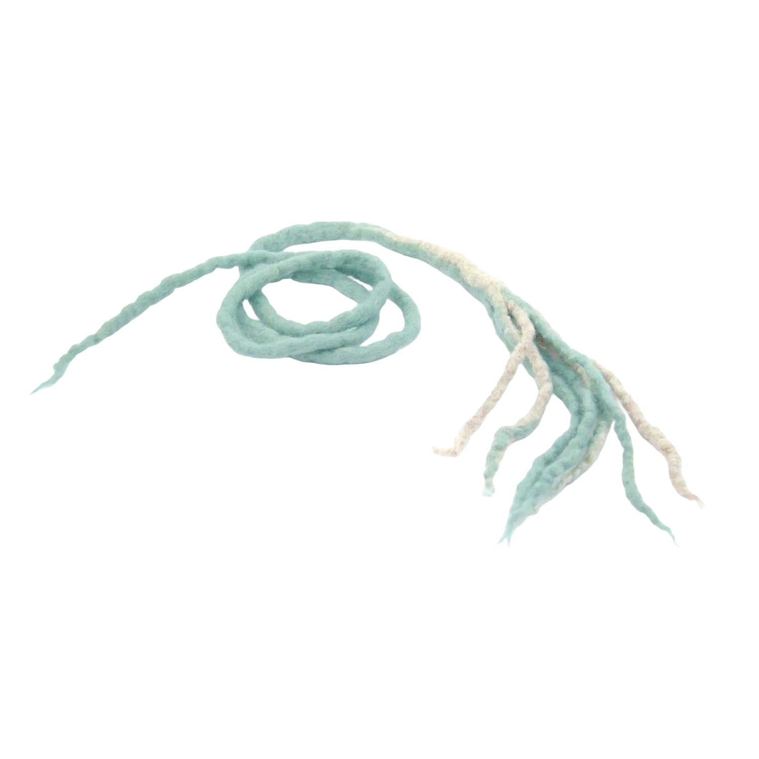 Mintfarbenes Hunter Katzenspielzeug Curly, 115 cm, aus gefilzter Merinowolle mit Tentakeln.