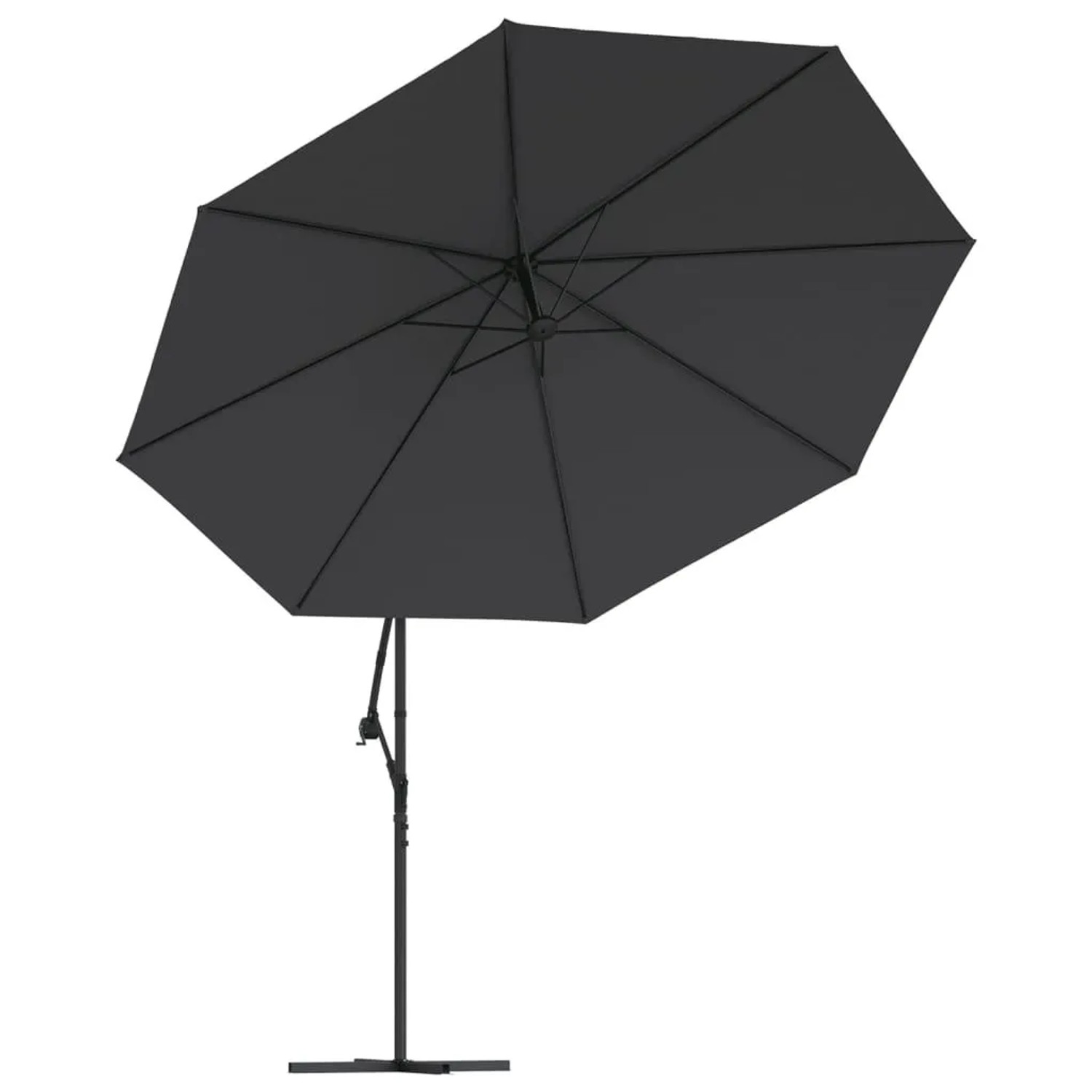 Schwarzer vidaXL Ampelschirm mit Aluminium-Mast, 350 cm Durchmesser. Sonnenschutz für Garten und Terrasse.
