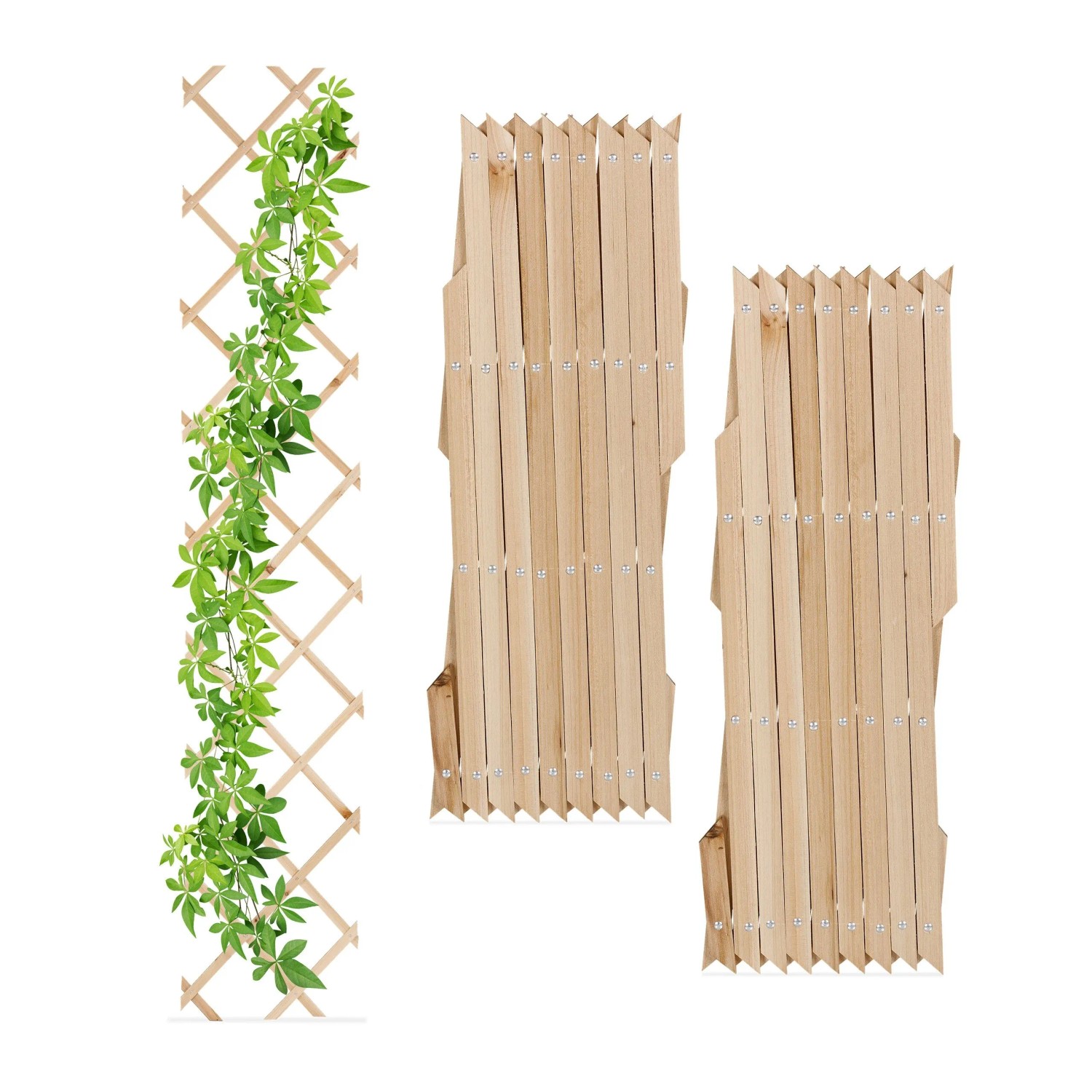 Relaxdays Rankgitter Tannenholz Natur Ausziehbar 3er Set 180 cm x 30 cm x 1,5 cm 390 g