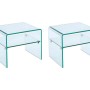 Set aus zwei transparenten Stileos Nachttischen aus Sicherheitsglas, je mit einer Ablage, 48 cm hoch.